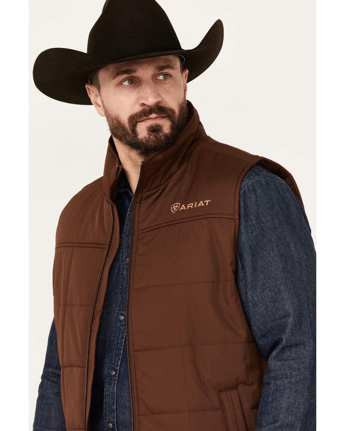 Image #2 - Ariat Men's Crius Solid Insulated Concealed Carry Vest - Big, Medium Brown, hi-res