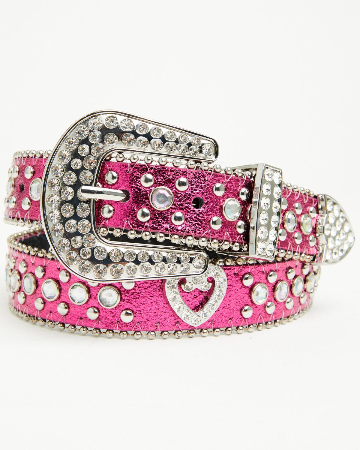 Shyanne Girls' Heart Medallion Bling Belt, Pink, hi-res