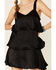 Sadie & Sage Women's Tiered Satin Dress, Black, hi-res