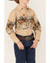 Image #3 - Panhandle Boys' Cowboy Border Print Long Sleeve Pearl Snap Western Shirt, Tan, hi-res