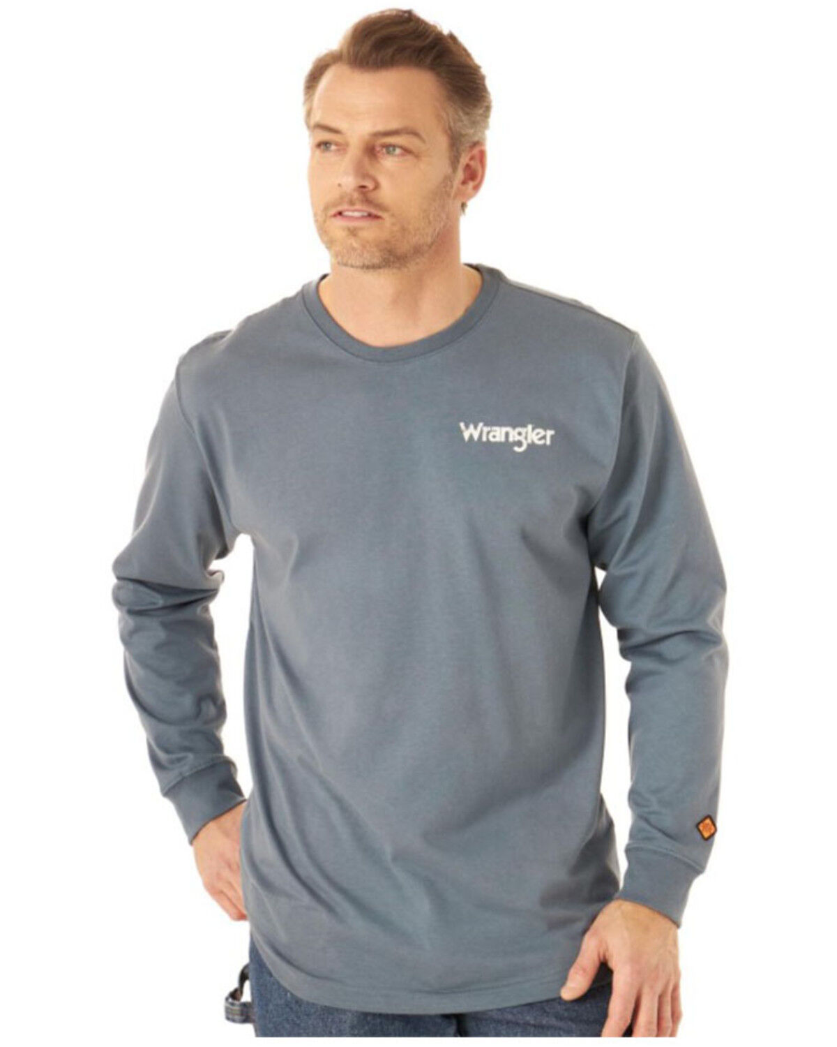 Image #1 - Wrangler FR Men's Wrench Flag Graphic Long Sleeve Work T-Shirt - Big, Indigo, hi-res