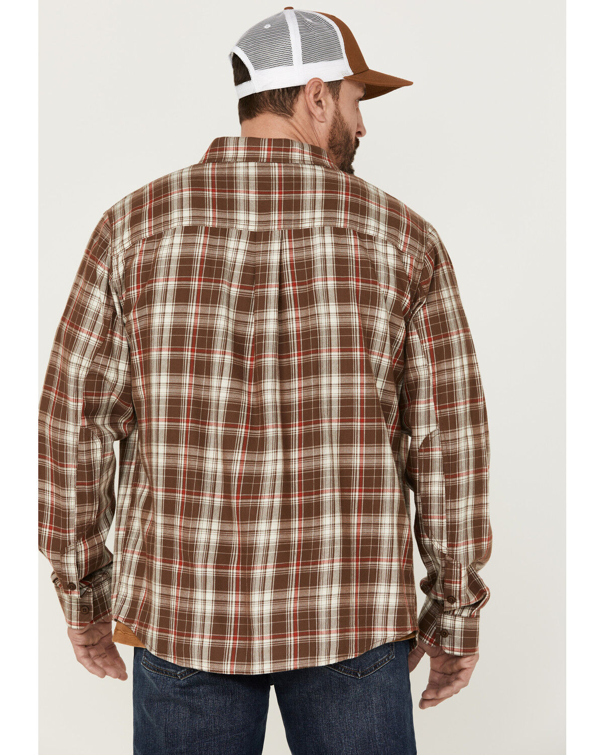 Image #4 - Brothers and Sons Men's Plaid Long Sleeve Button-Down Western Shirt, Brown, hi-res
