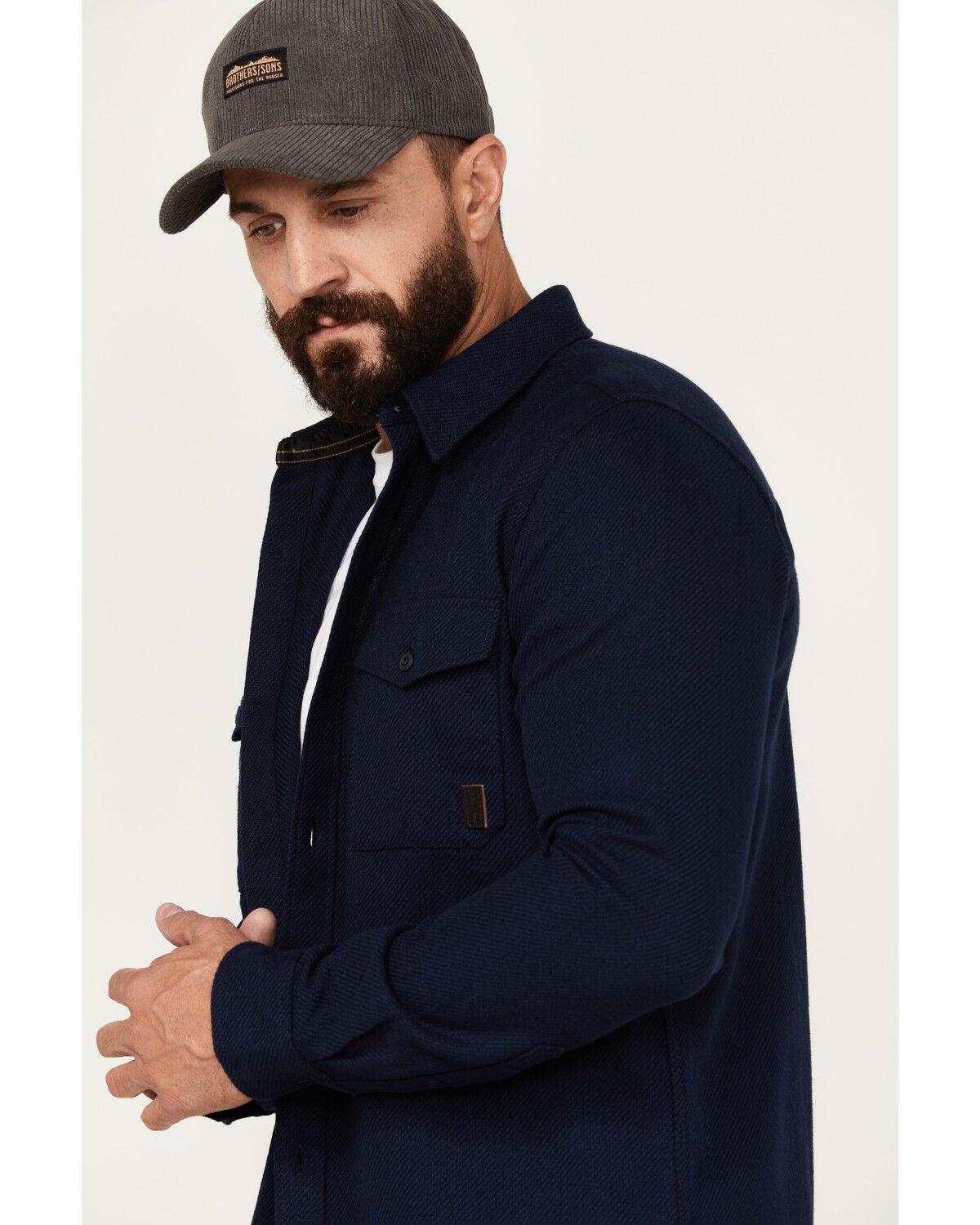 Image #2 - Brothers and Sons Men's Burley Long Sleeve Button Down Flannel Shirt, Navy, hi-res