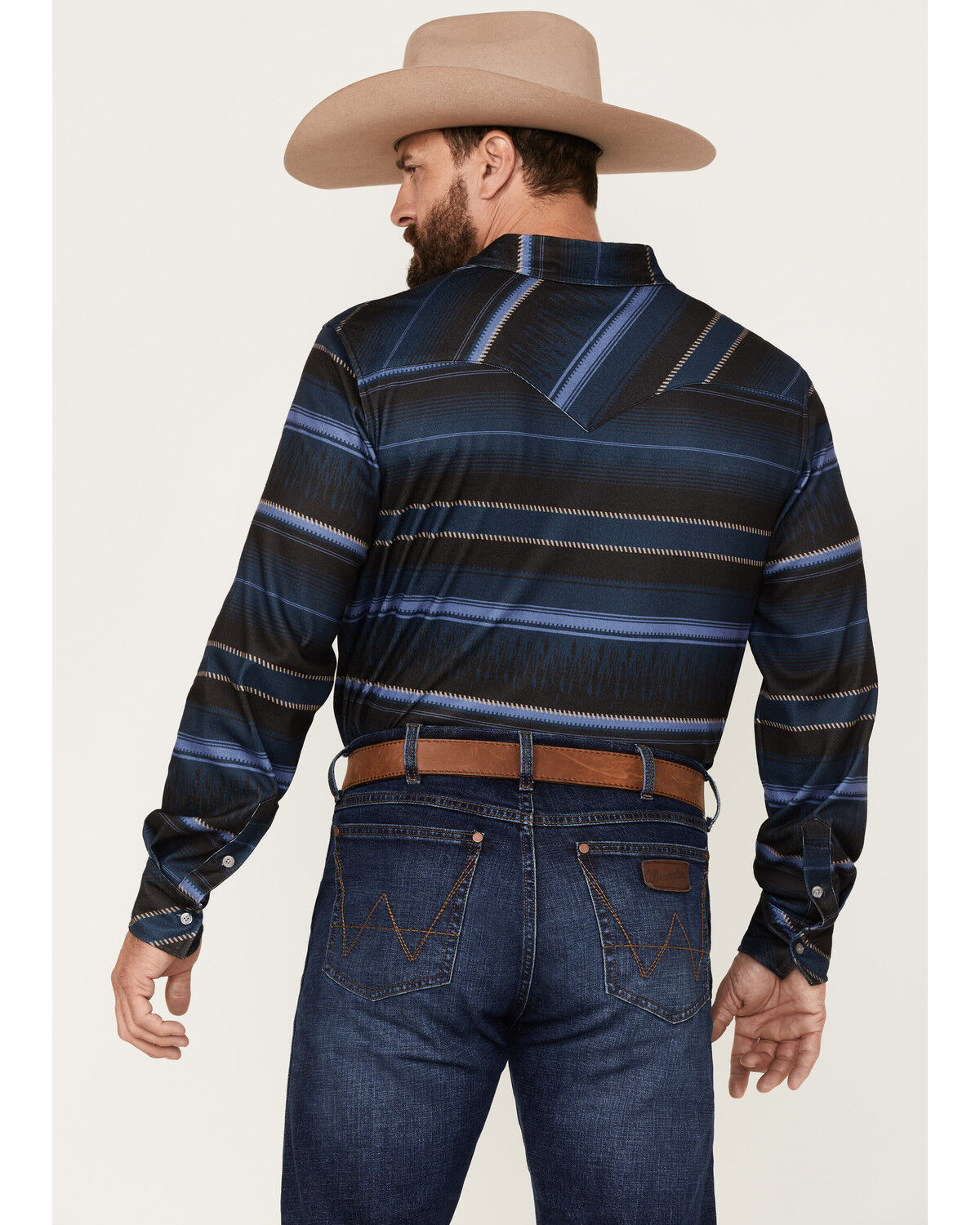 Image #4 - Rock & Roll Denim Men's Serape Knit Stripe Long Sleeve Button Down Shirt, Indigo, hi-res