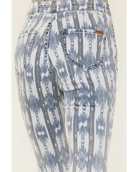 Image #4 - Rock & Roll Denim Women's Southwestern Print High Rise Flare Jeans, Blue, hi-res