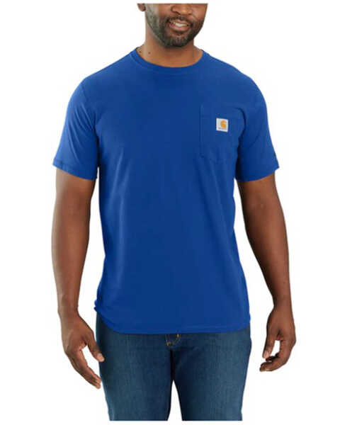 Carhartt Men's Force® Relaxed Fit Midweight Short Sleeve Work T-Shirt, Light Blue, hi-res