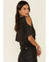 White Crow Women's Night Rainbow Dolly Quote Cold Shoulder Top, Black, hi-res