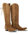 Image #1 - Lane Women's Lexington Knee High Corset Suede Western Boots - Snip Toe, Brown, hi-res