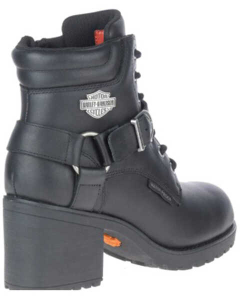 Image #2 - Harley Davidson Women's Howell Harness Lace-Up Waterproof Leather Moto Boots - Round Toe, Black, hi-res