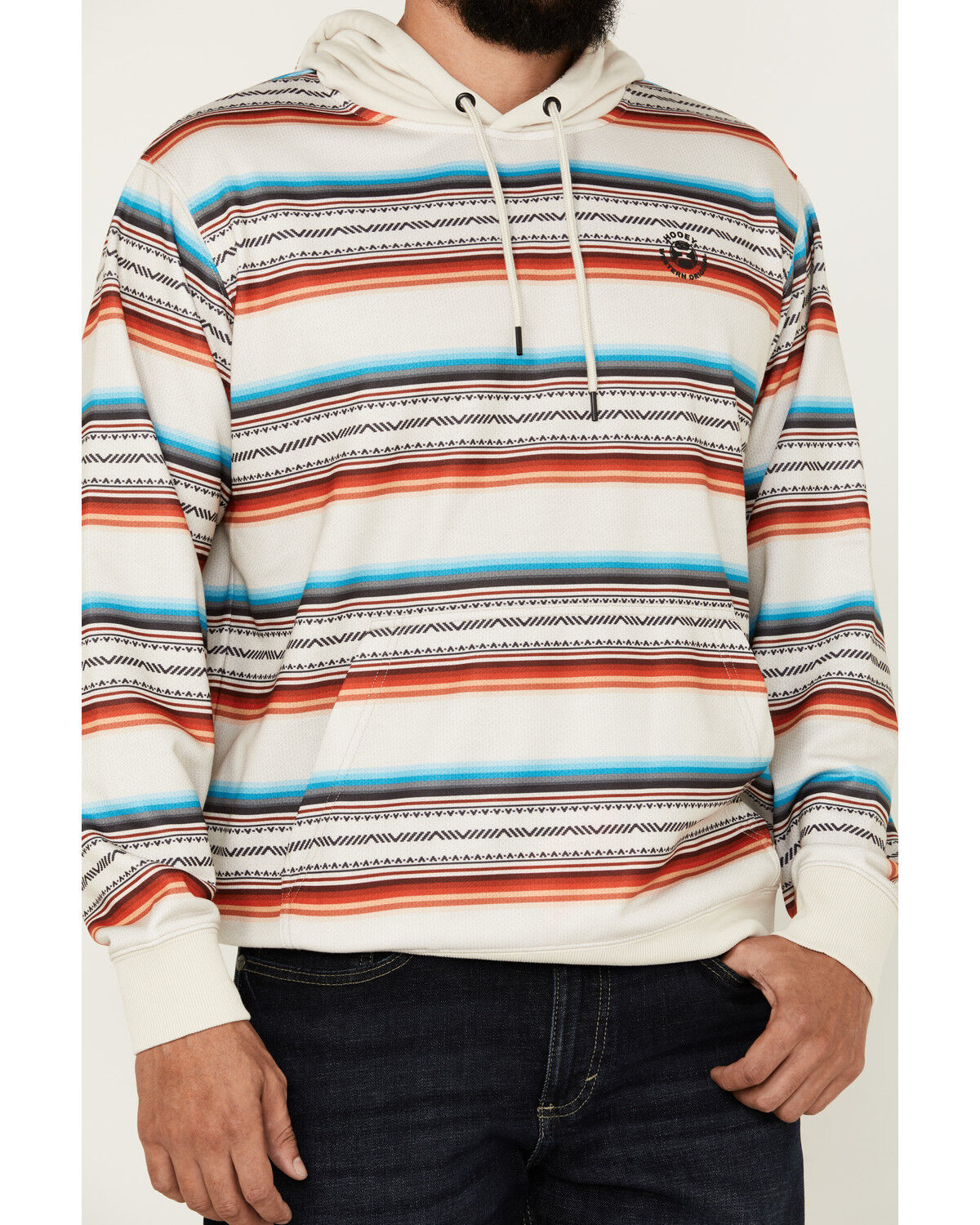 Image #3 - Hooey Men's Mesa Serape Striped Hooded Sweatshirt, Cream, hi-res