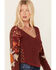 Image #2 - Free People Women's Amara Floral Print Long Sleeve Top, Wine, hi-res