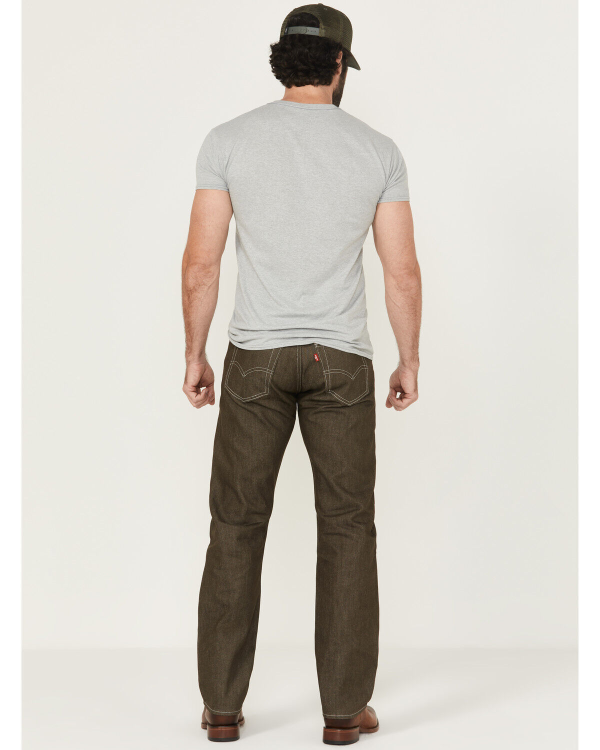 Image #3 - Levi's Men's 501® Original Shrink-To-Fit™ Straight Rigid Denim Jeans, Dark Brown, hi-res