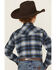 Image #4 - Ely Walker Boy's Plaid Print Long Sleeve Snap Flannel Shirt, Blue, hi-res