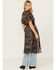Image #4 - Angie Women's Floral Bird Print Ruffle Kimono, Black, hi-res