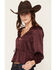 Image #2 - Idyllwind Women's Berwick Tie-Front Blouse, Wine, hi-res