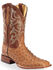 Justin Men's Waxy Full Quill Ostrich Western Boots - Broad Square Toe , Cognac, hi-res