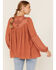 Image #4 - Miss Me Women's Embroidered Long Sleeve Blouse, Brick Red, hi-res