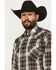 Image #2 - Ely Walker Men's Plaid Print Long Sleeve Pearl Snap Western Shirt - Big, Lt Brown, hi-res