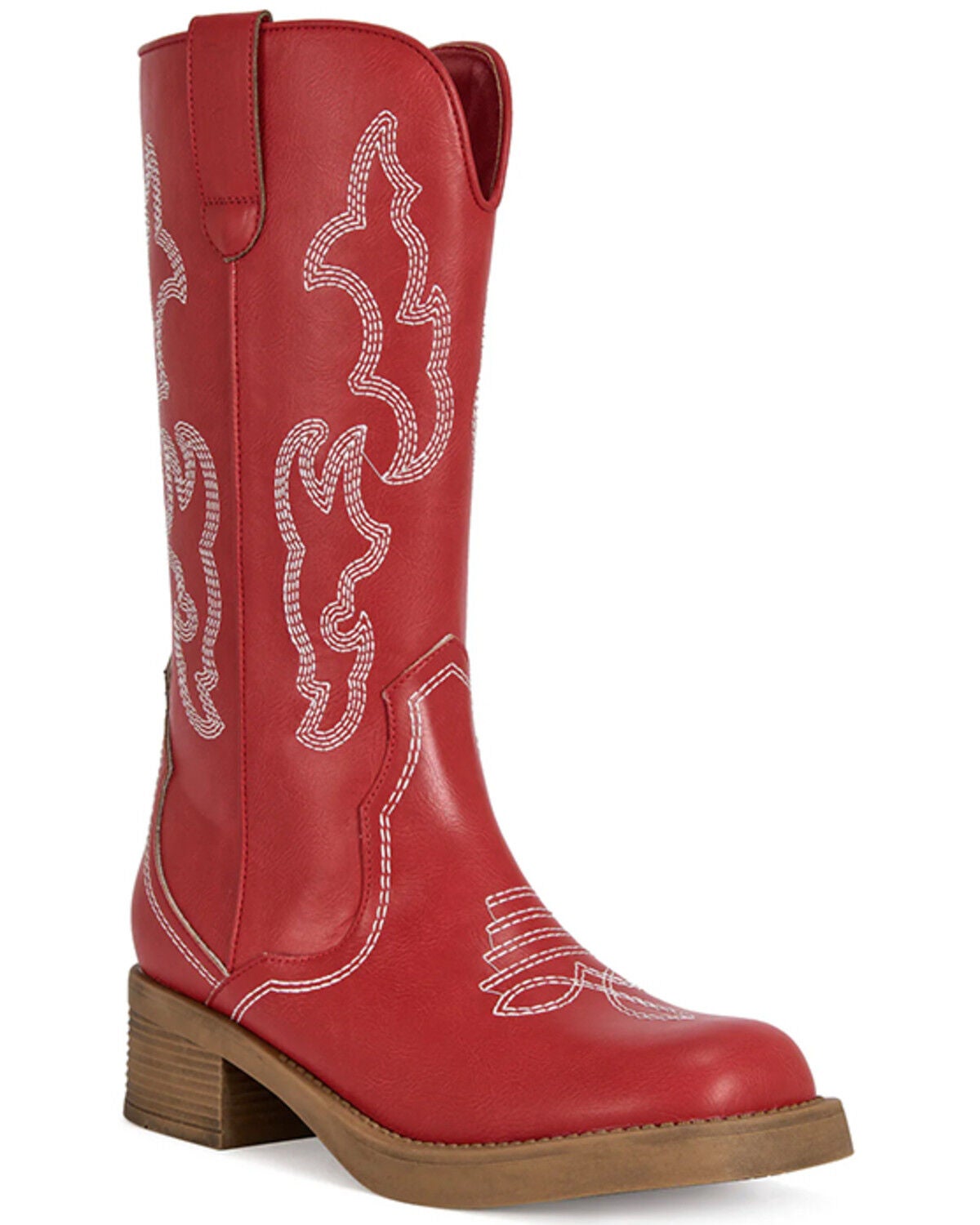 Azalea Wang Women's Mariana Western Boots - Square Toe, Red, hi-res
