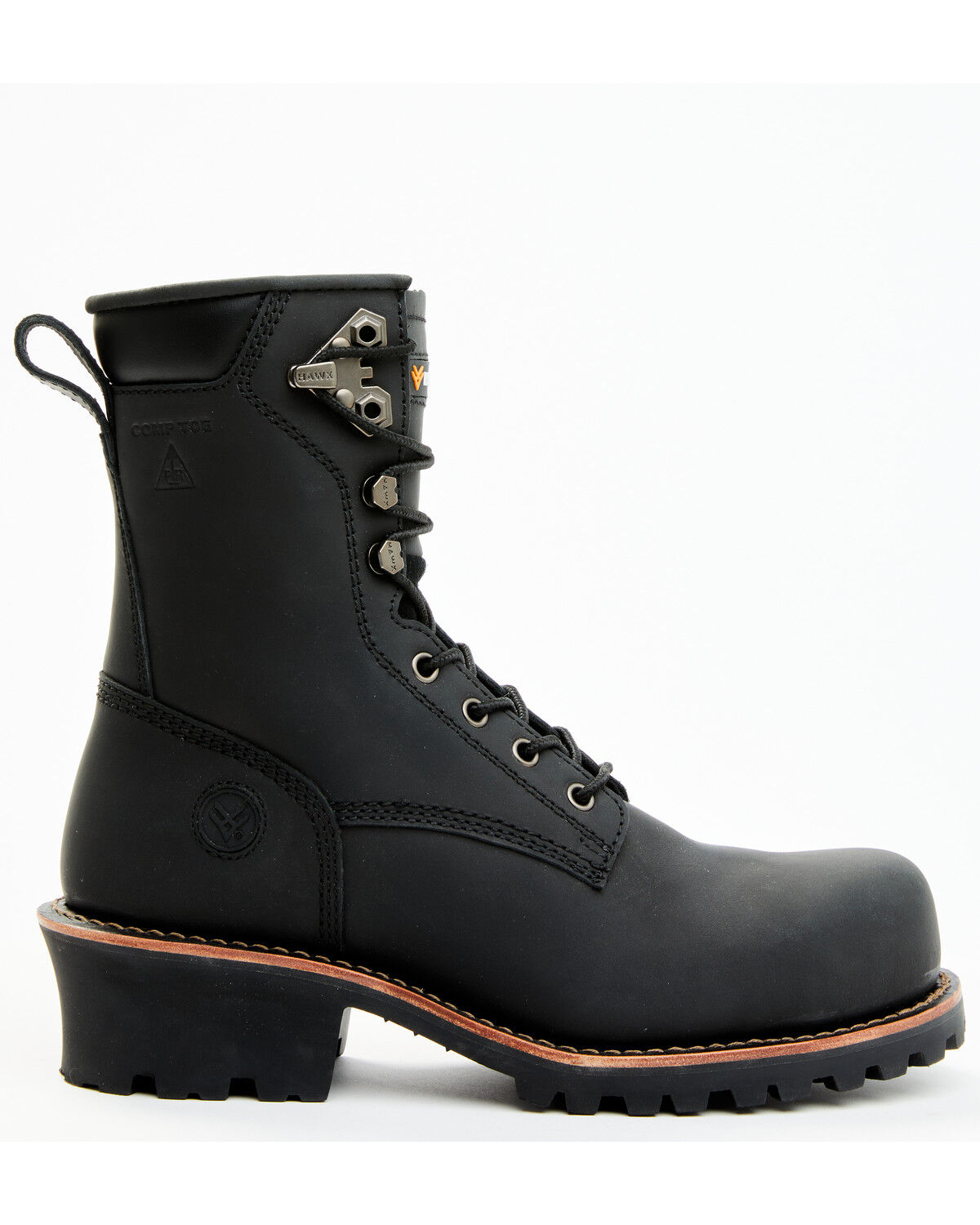 Image #2 - Hawx Men's 8" Logger Work Boots - Composite Toe, Black, hi-res