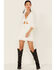 Image #2 - Lush Women's Tie Front Cutout Tiered Long Sleeve Dress, White, hi-res