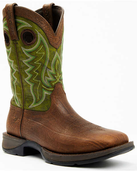 Image #1 - Durango Men's Rebel Western Performance Boots - Square Toe, Green, hi-res