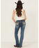 Image #1 - Grace in LA Women's Medium Wash Geo Print Embroidered Bootcut Stretch Denim Jeans, Medium Wash, hi-res