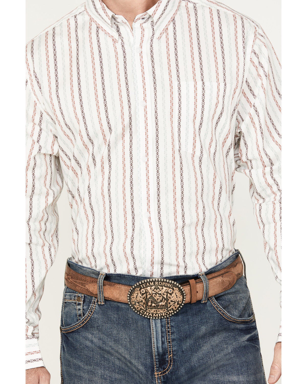 Image #3 - RANK 45&reg; Men's Stormy Southwestern Striped Print Long Sleeve Button-Down Stretch Western Shirt, Gold, hi-res