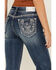 Image #2 - Grace in LA Women's Medium Wash Mid Rise Cow Skull and Horseshoe Pocket Bootcut Denim Jeans, , hi-res