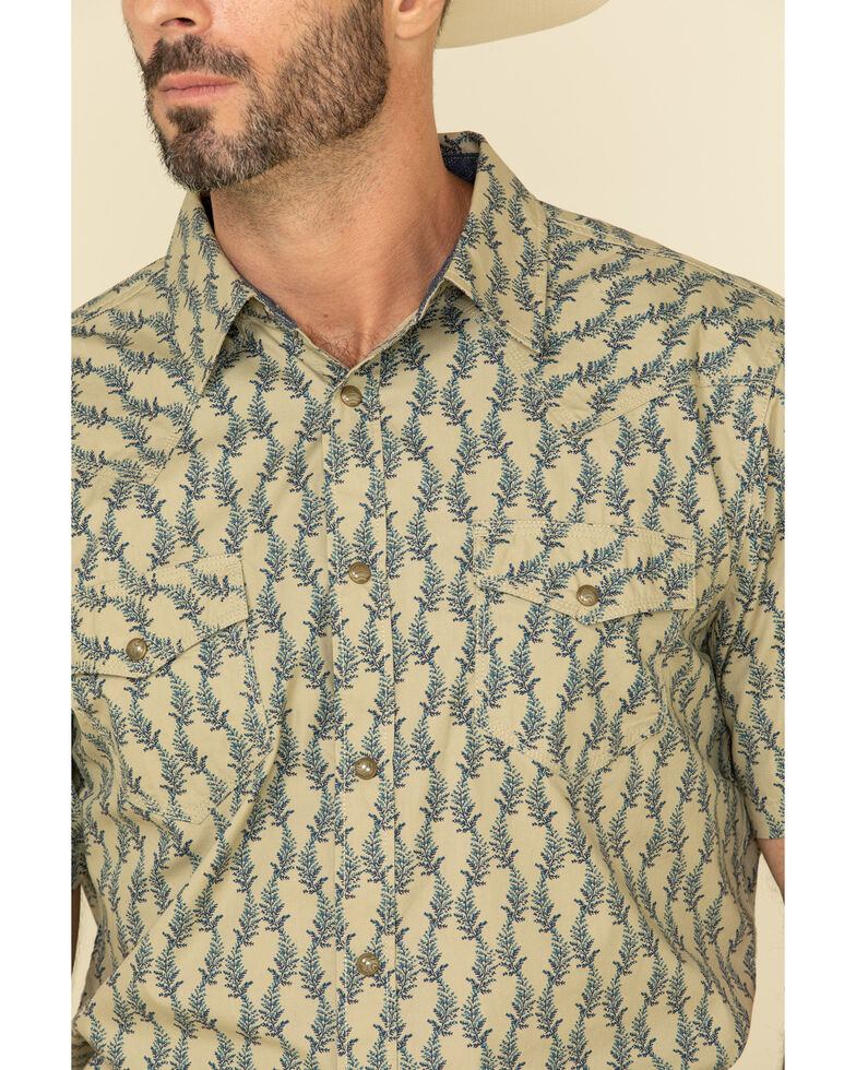Moonshine Spirit Men's Montage Floral Geo Print Short Sleeve Western Shirt , Blue, hi-res