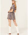 Image #4 - Angie Women's Floral Print Knot Front Dress, Navy, hi-res
