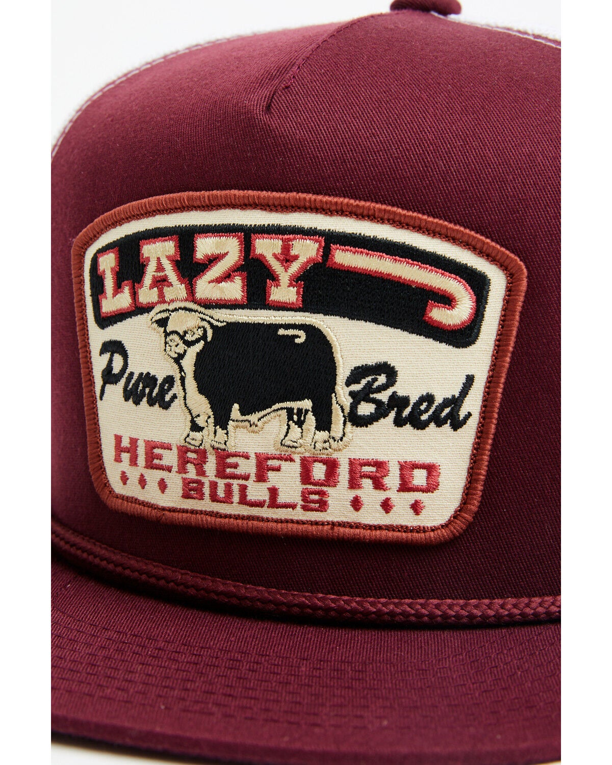 Image #2 - Lazy J Ranch Wear Men's Pure Bred Ball Cap, Maroon, hi-res