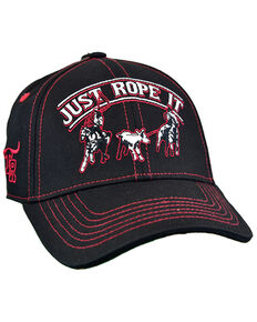 Cowboy Hardware Boys' Black Just Rope It Embroidered Ball Cap , Black, hi-res
