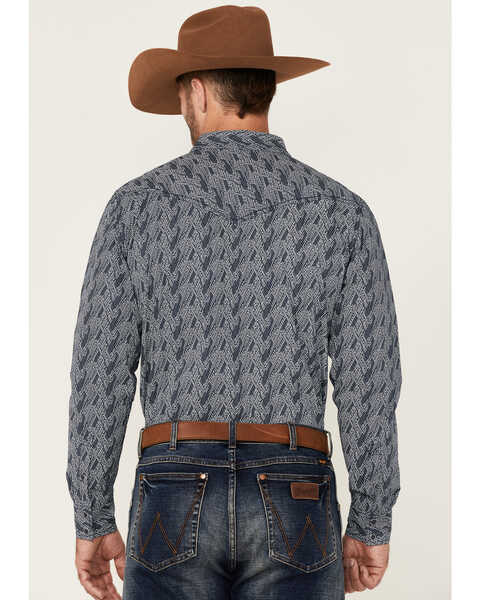 Image #4 - Cody James Men's Pacific Southwestern Print Long Sleeve Snap Western Shirt , Navy, hi-res
