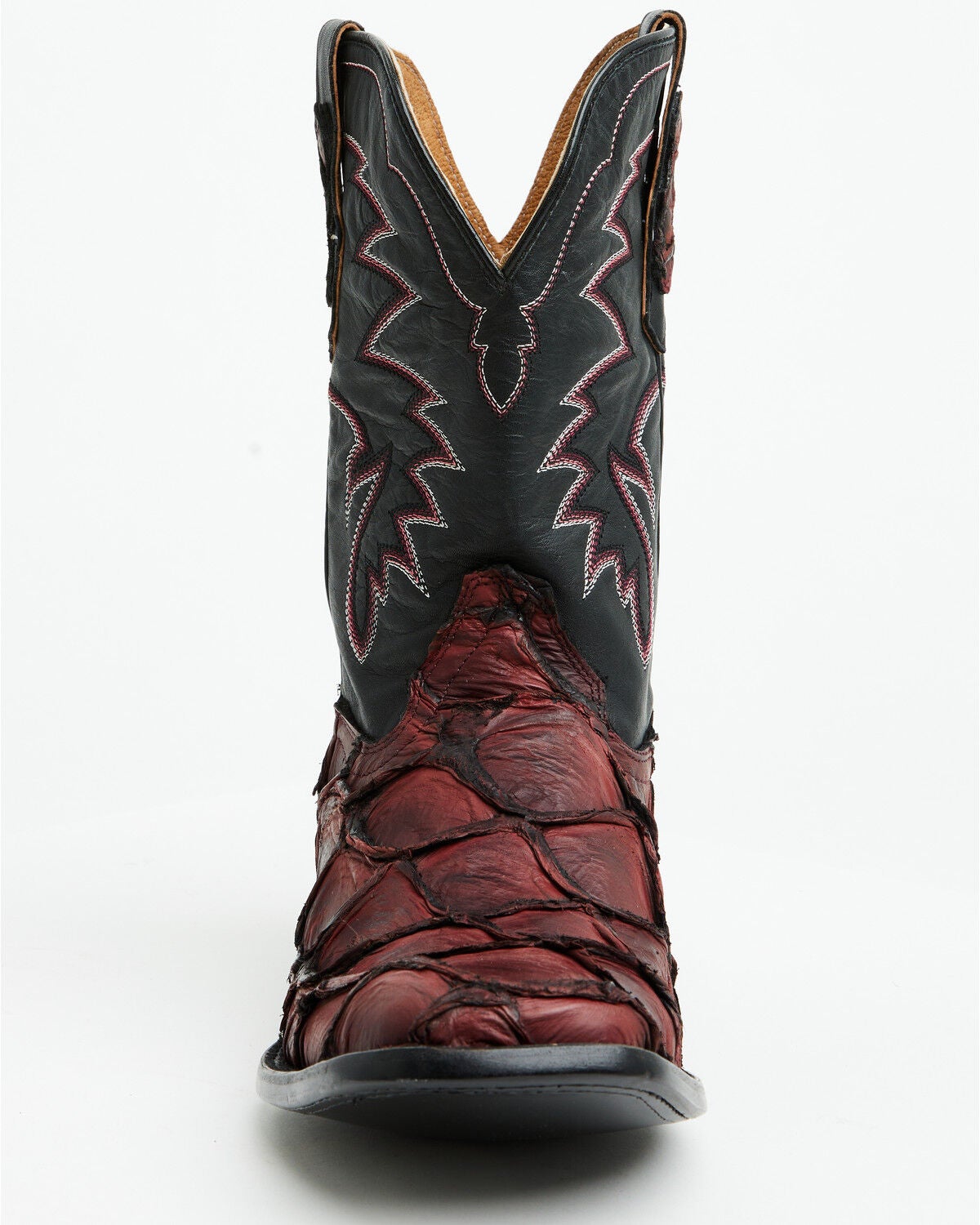 Image #4 - Cody James Men's Exotic Pirarucu Western Boots - Broad Square Toe, Black Cherry, hi-res