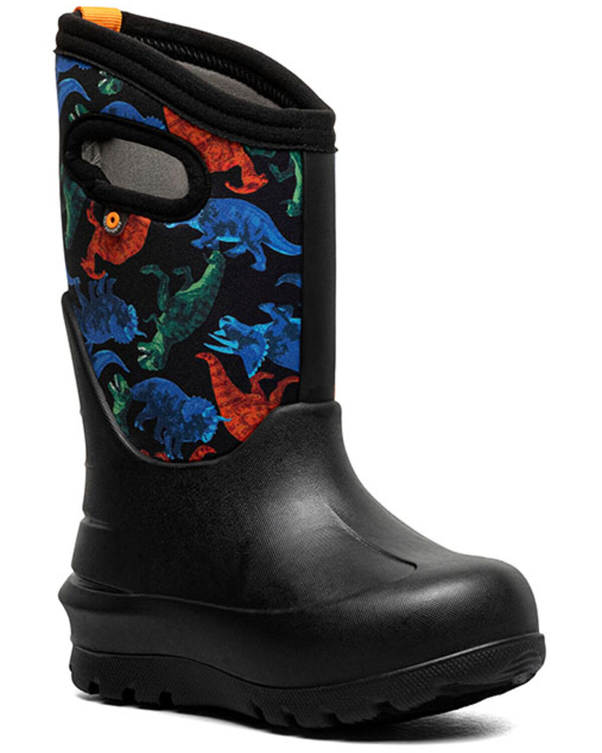Image #1 - Bogs Boys' Neo-Classic Real Dino Rubber Boots - Round Toe, Black, hi-res