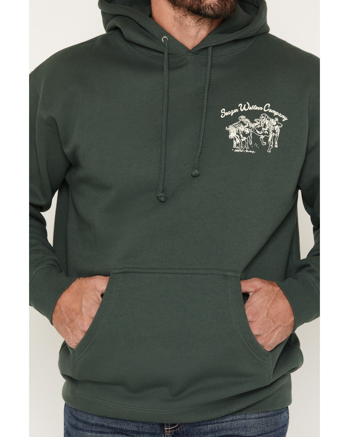 Image #4 - Seager Men's Los Rios Midweight Graphic Hooded Sweatshirt, Green, hi-res