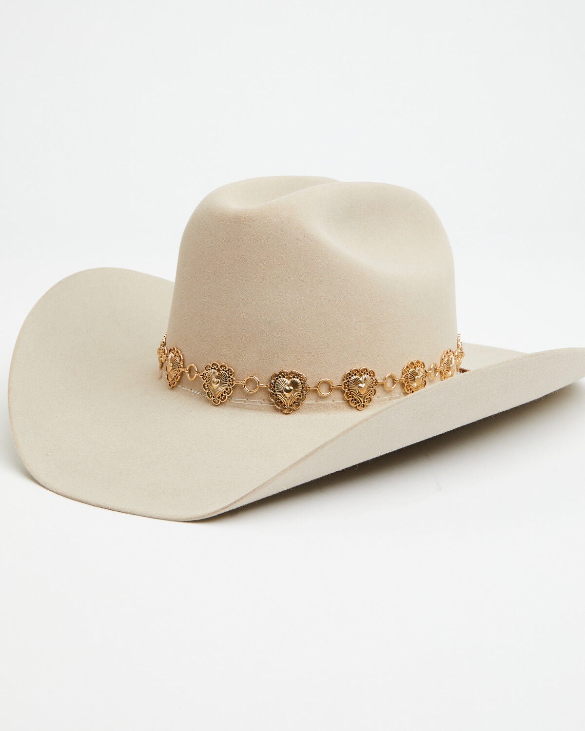 Shyanne Women's Heart Concho Hatband, Gold, hi-res
