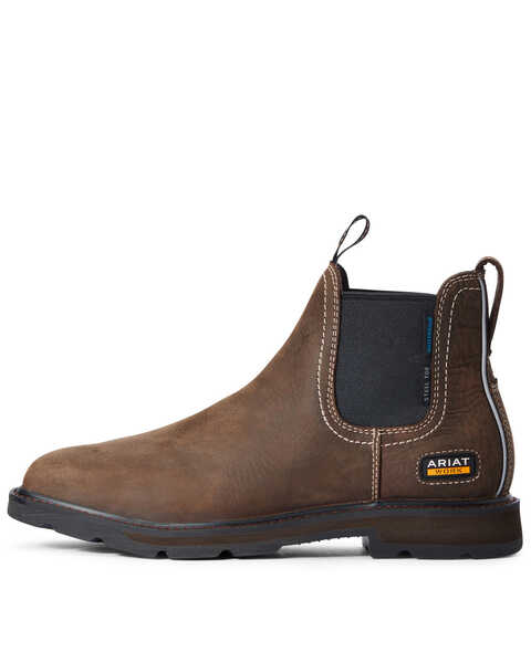 Ariat Men's Groundbreaker Water Resistant Work Boots - Steel Toe, Brown, hi-res