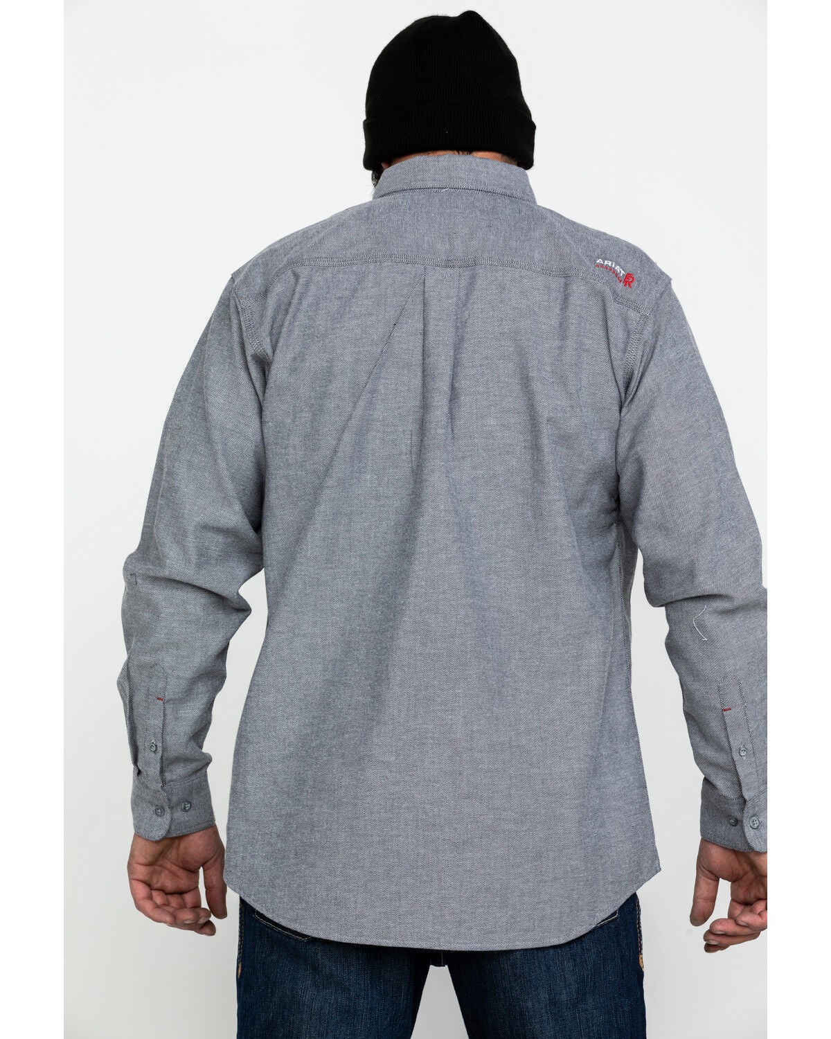 Image #2 - Ariat Men's FR Solid Durastretch Long Sleeve Work Shirt - Tall, Navy, hi-res