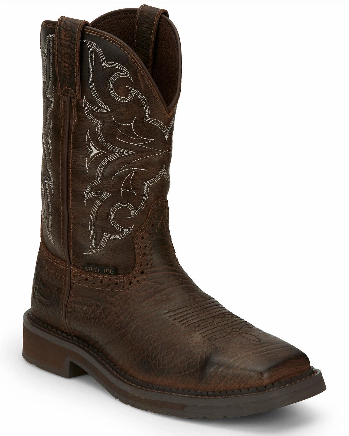 Justin Men's Amarillo Cactus Western Work Boots - Steel Toe, Brown, hi-res