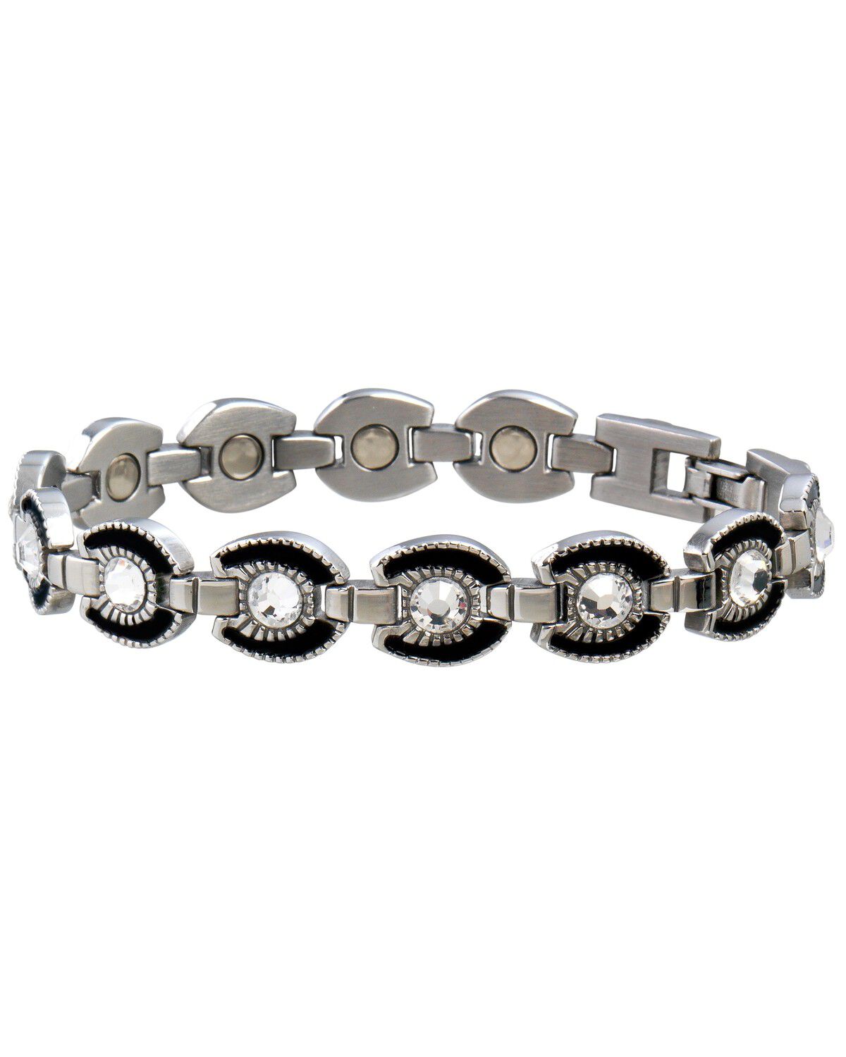 Image #1 - Sabona Ladies' Crystal Horseshoe Link Magnetic Bracelet, , hi-res