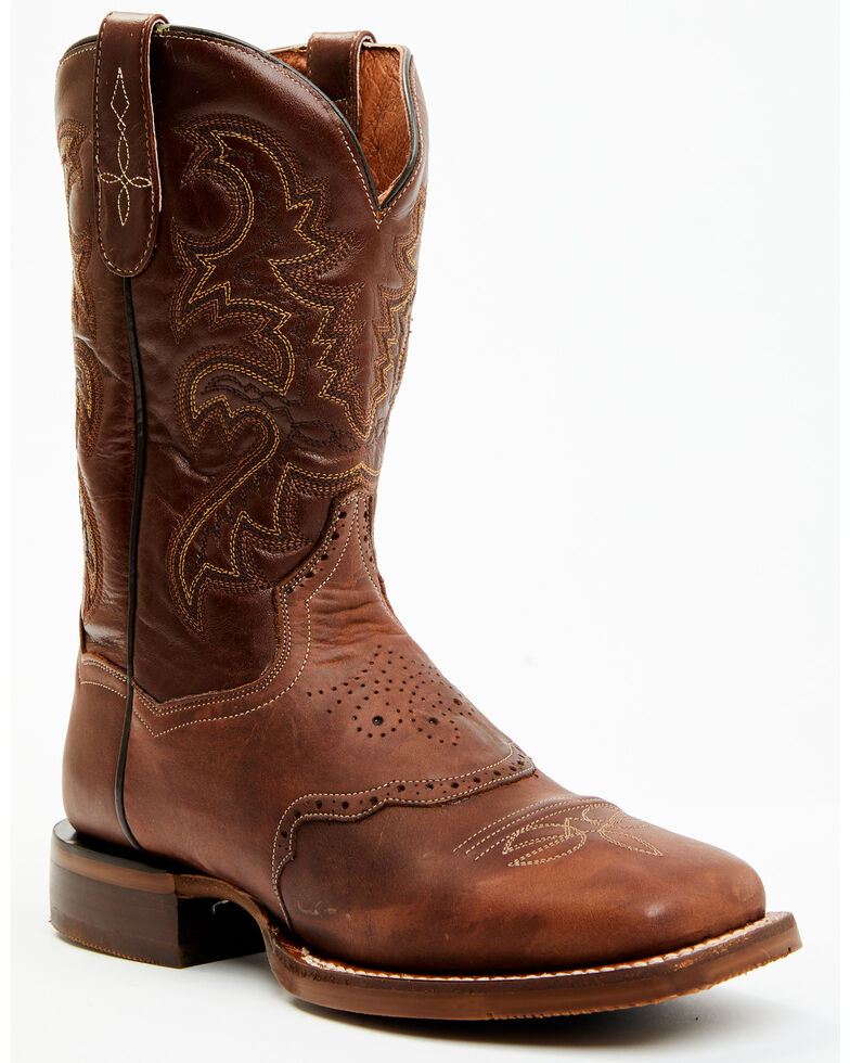 Dan Post Men's Embroidered Western Boots - Round Toe , Mocha, hi-res