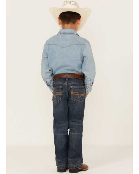 Image #3 - Cody James Boys' Saguaro Dark Wash Mid Rise Stretch Slim Bootcut Jeans, Blue, hi-res
