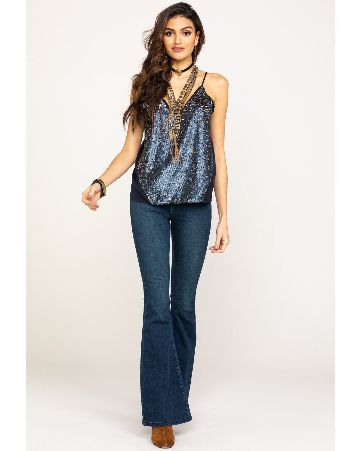 Image #6 - Free People Women's Dark Wash Flare Penny Pull On Jeans, , hi-res
