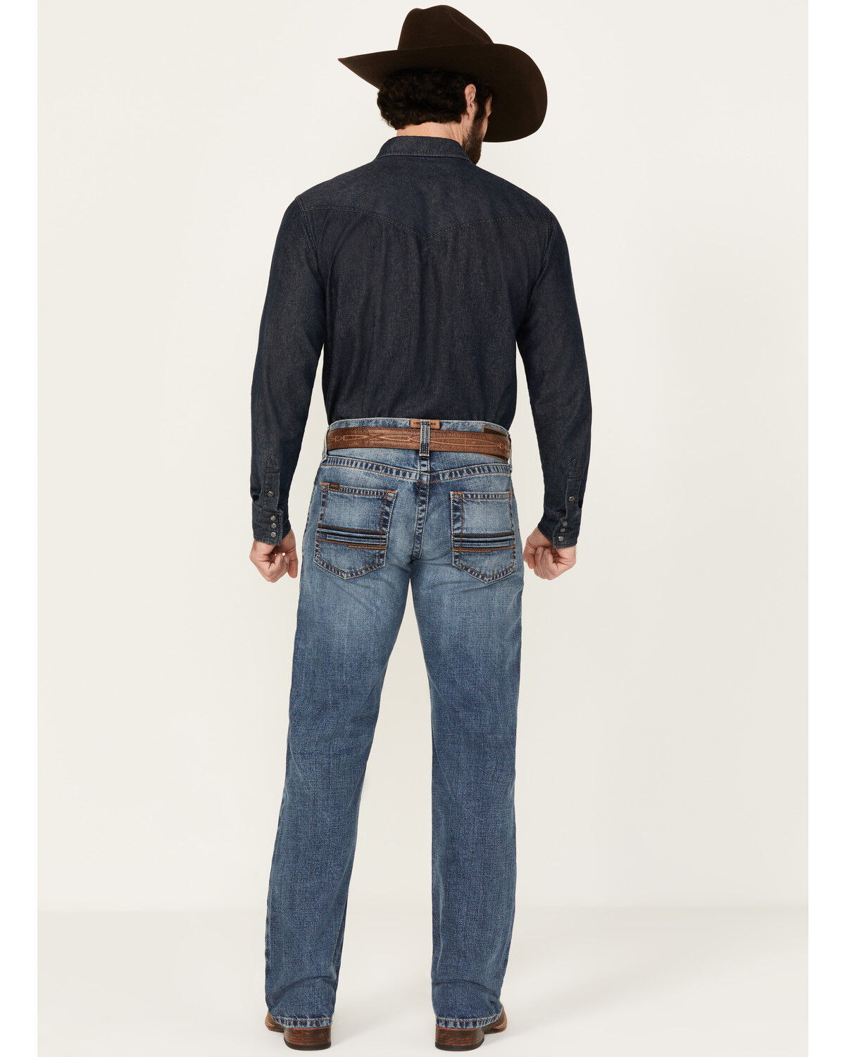 Image #3 - Ariat Men's Boot Barn Exclusive M5 Hanwell Pollock Medium Wash Straight Stretch Denim Jeans, Medium Wash, hi-res