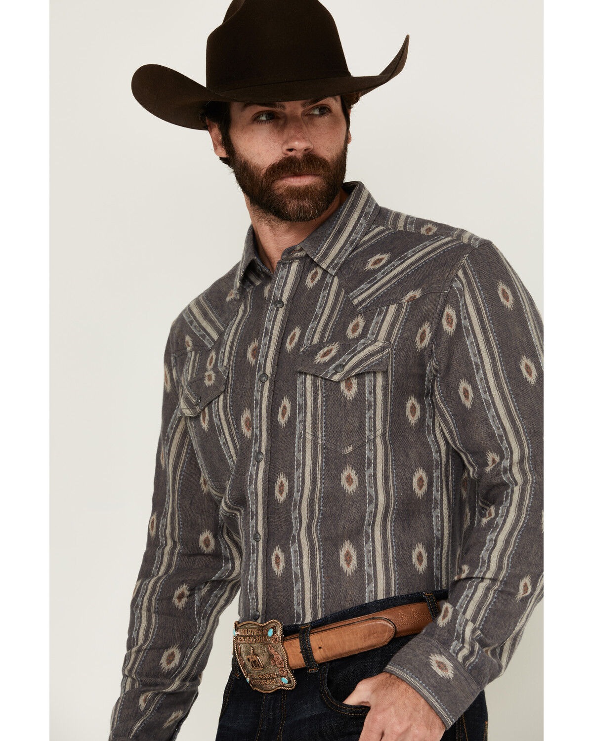 Image #2 - Cody James Men's Voyager Southwestern Striped Long Sleeve Snap Western Shirt, Cream, hi-res