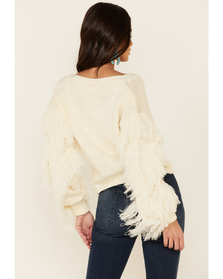 Sadie Sage Women S Switch Swish Fringe Sleeve Sweater Country Outfitter