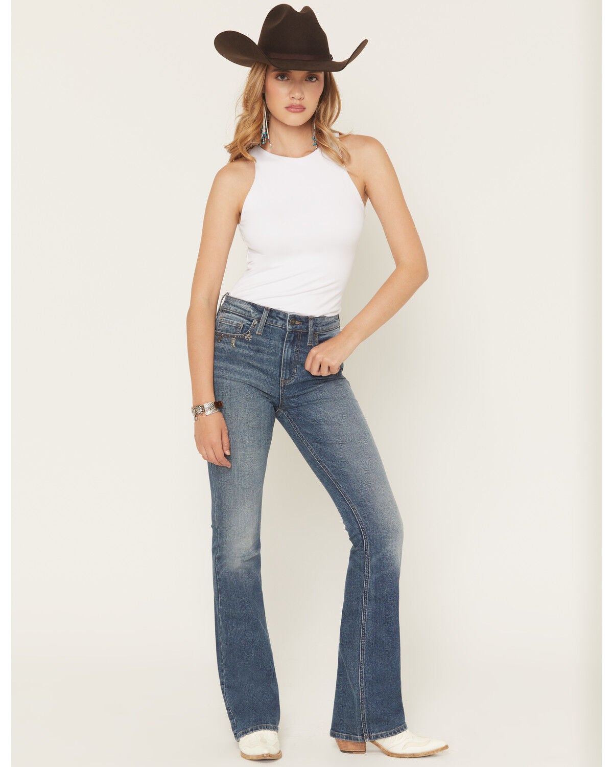 Image #1 - Shyanne Women's Ivy Medium Wash High Rise Bootcut Stretch Denim Jeans, Medium Wash, hi-res