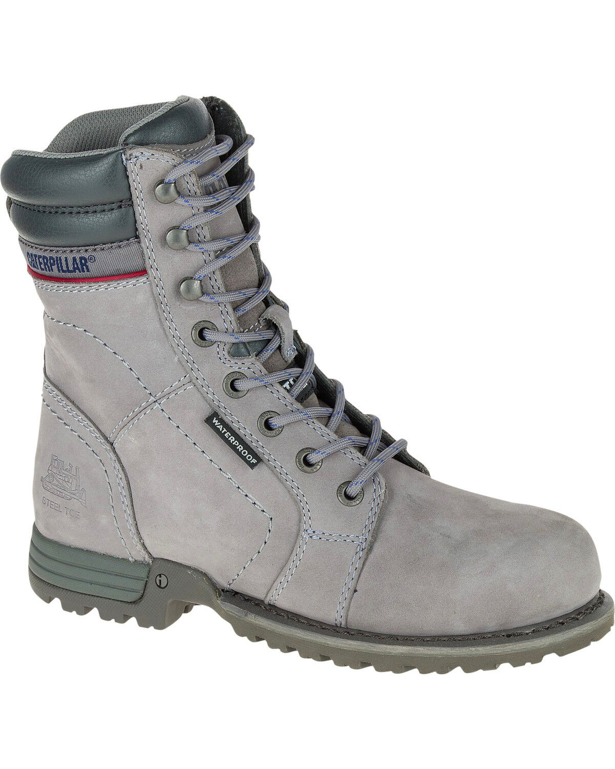Image #2 - CAT Women's Echo Waterproof Work Boots - Steel Toe, Grey, hi-res